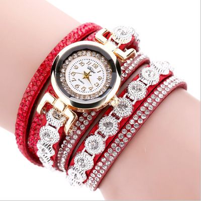 New winding strap small circular watch, simple and fashionable casual women's watchred