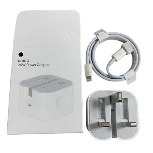 Fast Charger Head 20W And Type C Cord For iPhones - White