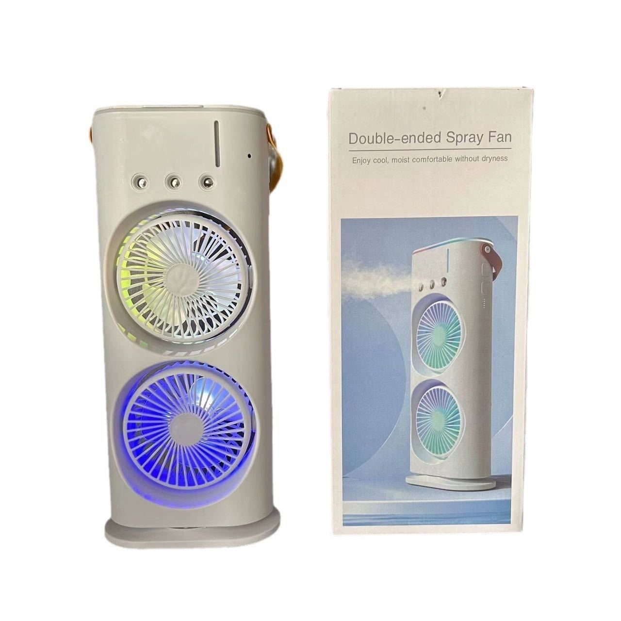 New double-head spray fan for home, dormitory, office, USB shaking mini fan, rechargeable, remote control, silent