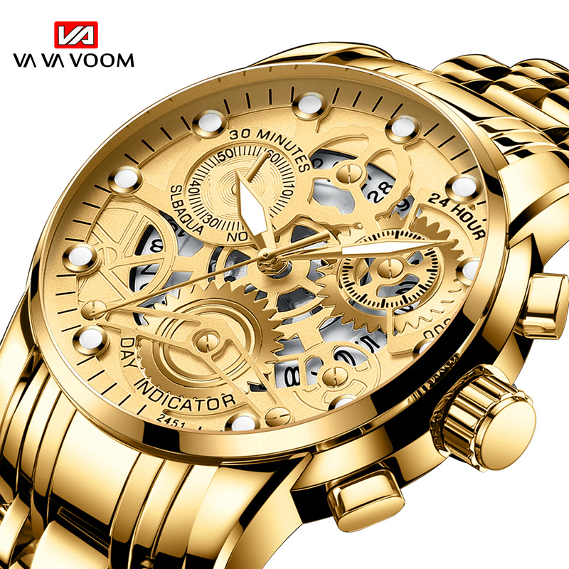 VOOM Men's automatic hollow out non mechanical business watch trend quartz watch student waterproof men's watch luminous watch