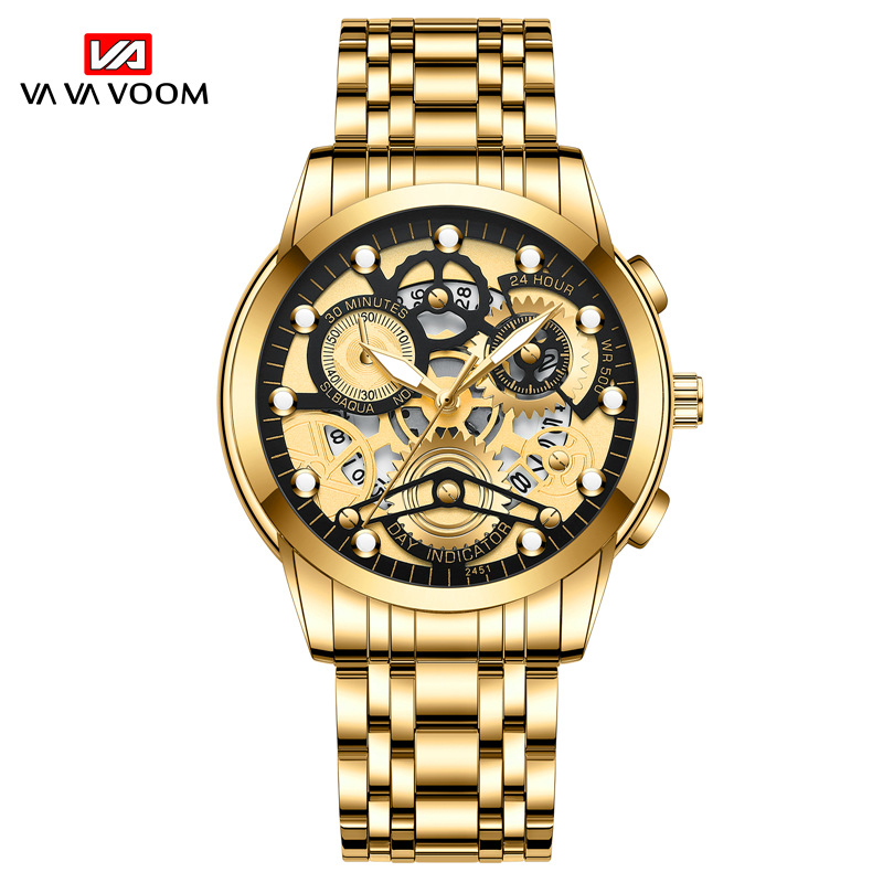 VOOM Men's automatic hollow out non mechanical business watch trend quartz watch student waterproof men's watch luminous watch