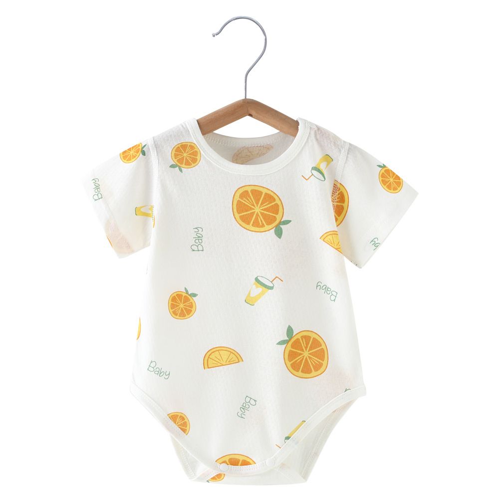 Baby Short Sleeve Romper, Cute Yellow Duck Print Bodysuit, Breathable Cotton Onesies for Newborn Infant Toddler, Sizes 59-90cm, Single Pack, Soft Casual Jumpsuit for Boys Girls
2