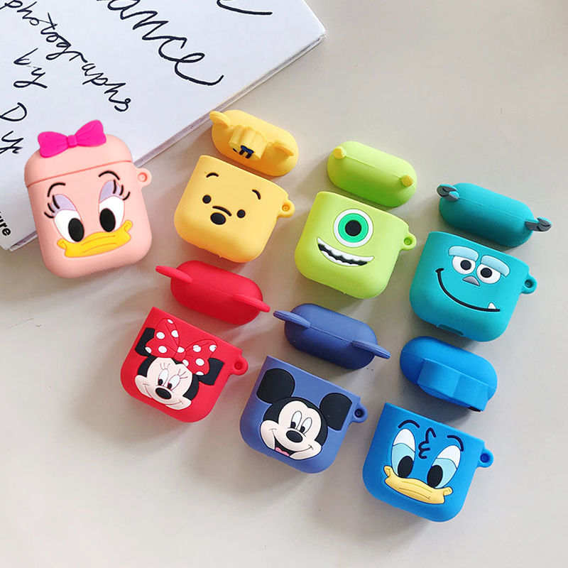 For airpods Case Cute Cat Cartoon Protective Cover with Lovely lanyard Bluetooth Wireless Earphone Case Original For Air Pods 2