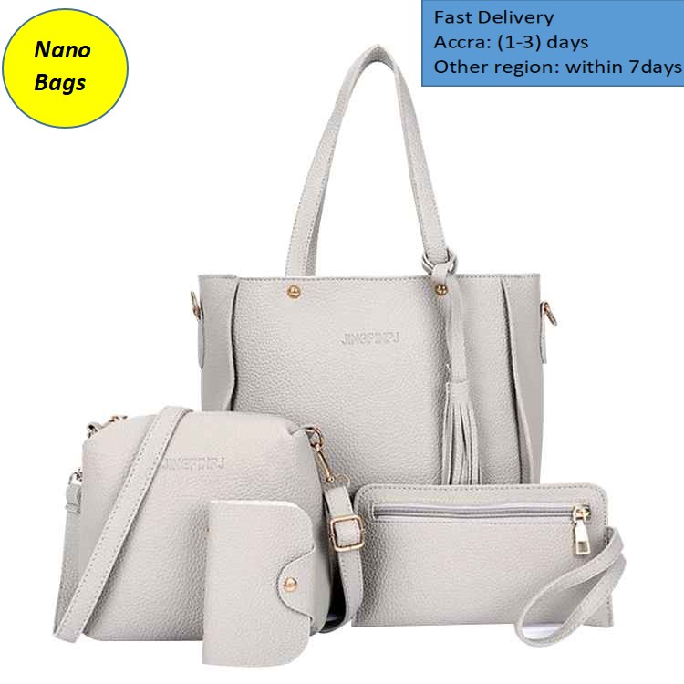 NANO Bags Ladies bags Women Bag Tassel Slung Shoulder Bag Four-Piece Tote Grey