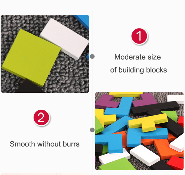 Children's Early Education Wooden Fun Color Classic Tetris Puzzle Toy