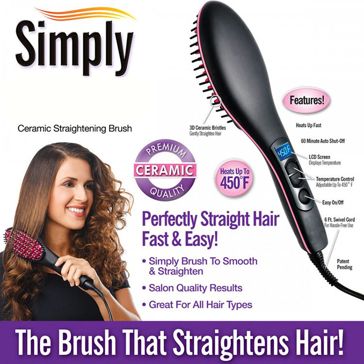 2022 Straight Hair Straightener Comb Digital Hair Dryer Brush, Fast Electric Straightening Hair Dryer Straightening Irons With Lcd Display