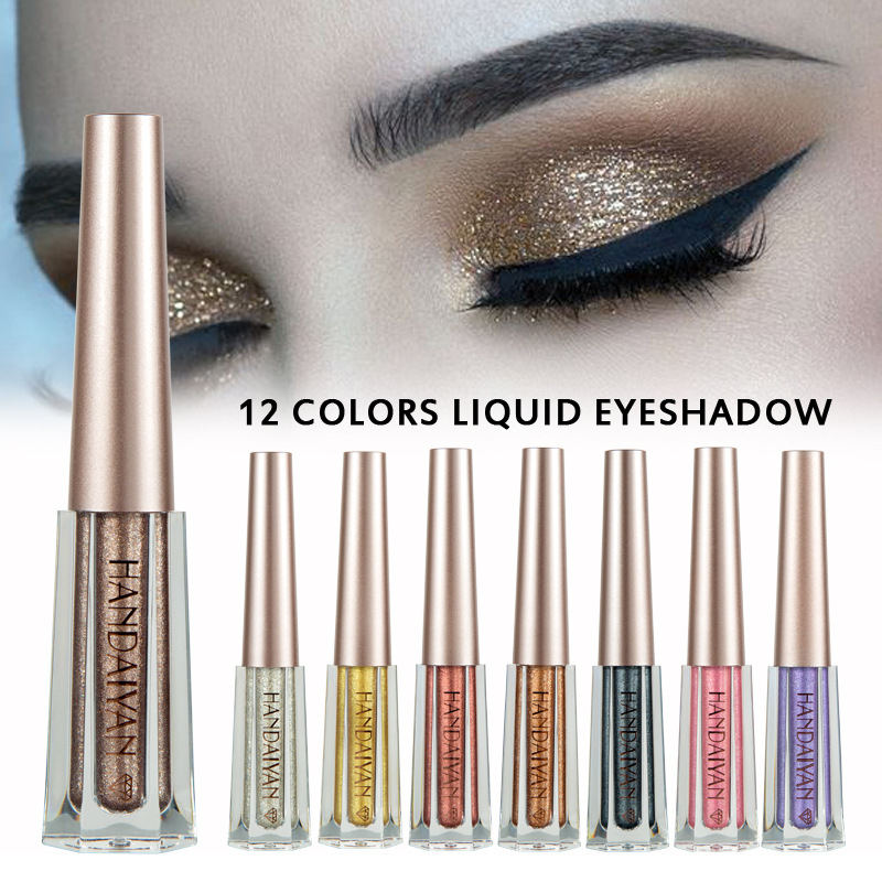H2024 HANDAIYAN 12 Colors Diamond Colors Shiny Liquid Eye Shadow Makeup Glitter lasting Waterproof Easy To Wear Eyeshadow