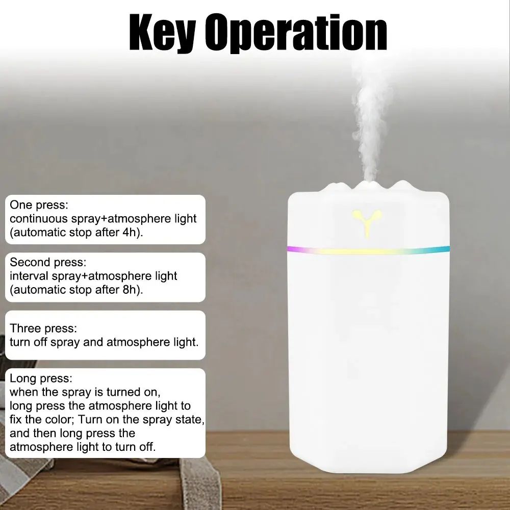 6Y Electric Air Humidifier with Colorful Night Light For Home Car Cool Mist Sprayer Portable USB Aroma Diffuser