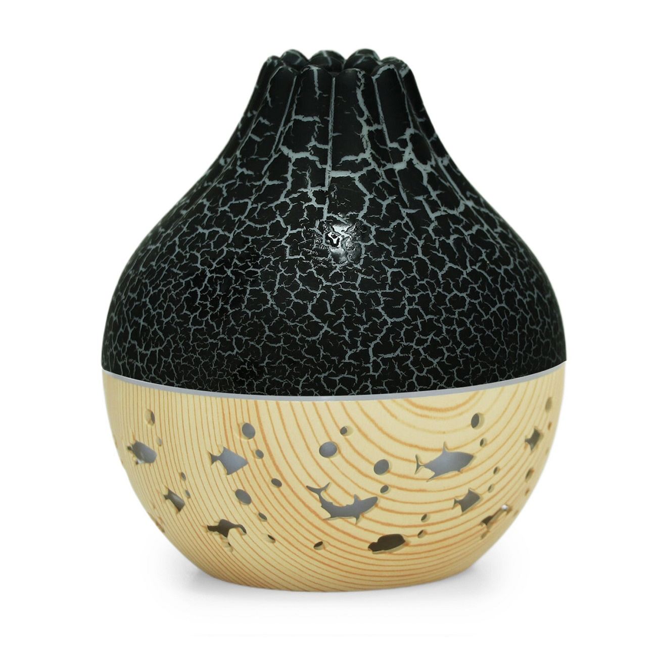 Colorful LED Light Wood Grain Crack Humidifier, Ultrasonic Hollow Desktop Humidifier & Table Lamp Atomizer, 5V USB Portable Aroma Diffuser
