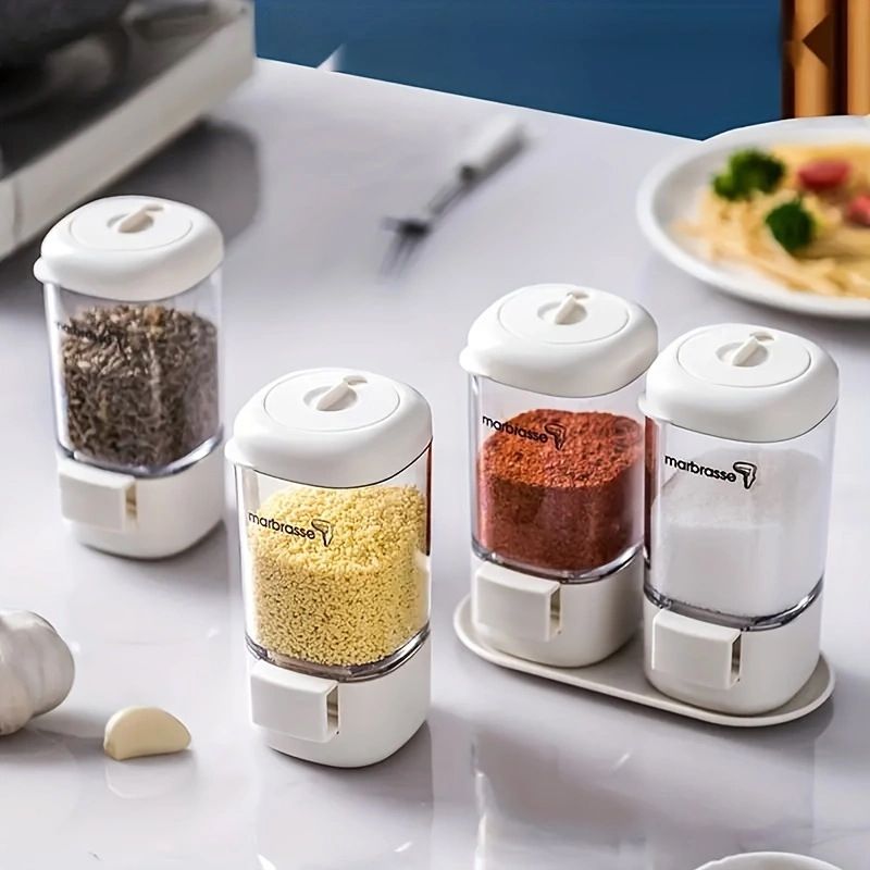 Salt Control Pressing Tank Quantitative Seasoning Bottle Salt Limit Reduction Quantitative Bottle Transparent Kitchen Sealed Salt Seasoning Bottle