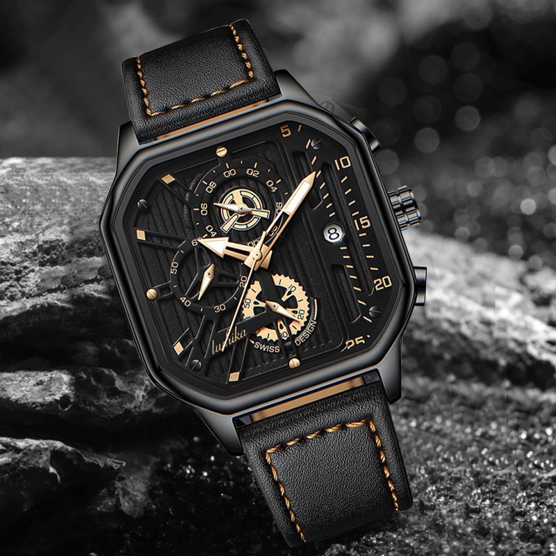Fashion Men's Watch  Simple Men's Watch with Belt Pin Buckle, Quartz Watch