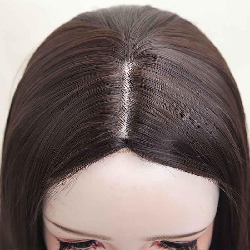 Daily wig for women, long straight full head style, with bangs, black long straight and waist long hair, fluffy goddess style wig set