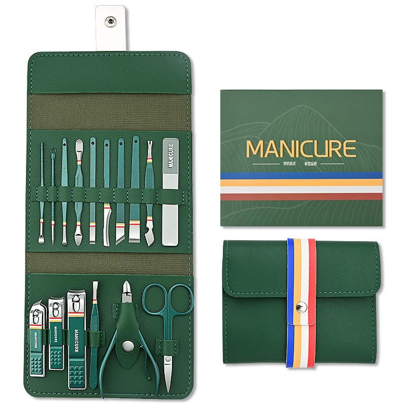 16Pcs Nail Manicure Set Pedicure Kit Eyebrow Tweezers Men Women Nail Tool Kit with Gift Box New Style Personal Clipper