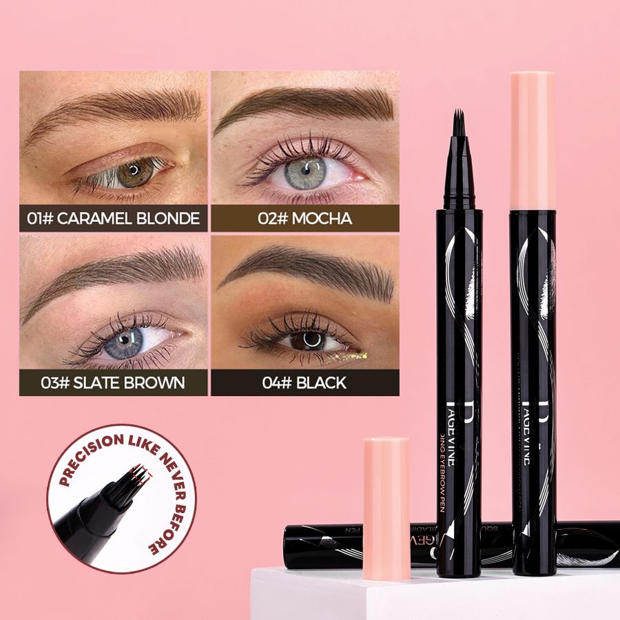 Multi Fork Flock Tip Liquid Eyebrow Pen Ultra Fine Nib Long Lasting Waterproof Fade Resistant Create Natural Hair-Like Wild Eyebrows Precise Eyebrow Makeup For Daily Dating