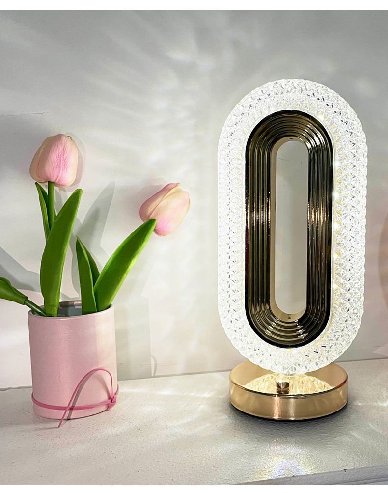 Crystal ring decorative lamp high-end light luxury room living room table lamp touch sensor atmosphere lamp night light