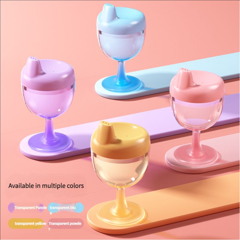 Learning drink cup, children's high footed cup, baby wine cup, juice cup, anti drop and anti drop milk cup, baby tableware