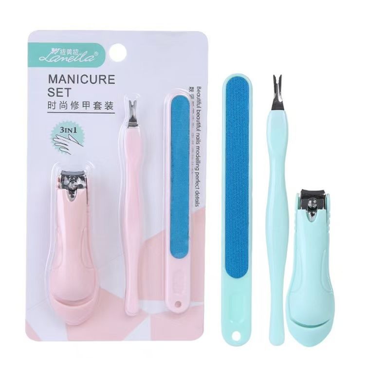 3-piece Manicure Set Stainless Steel Nail Clippers Polished Nail Polish V-shaped Dead Skin Fork Nail Set