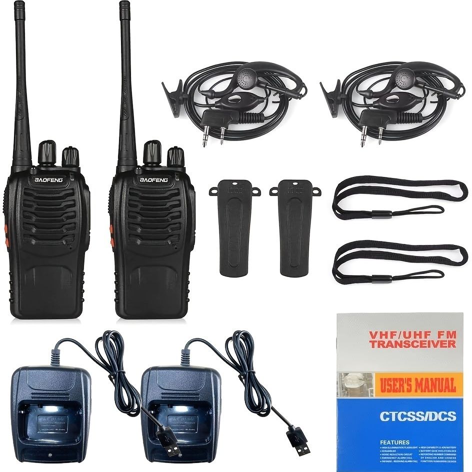 Baofeng BF-888S 2-Pack: Long-Range UHF Walkie Talkies, USB Rechargeable & Durable for Hiking, Camping Adventures