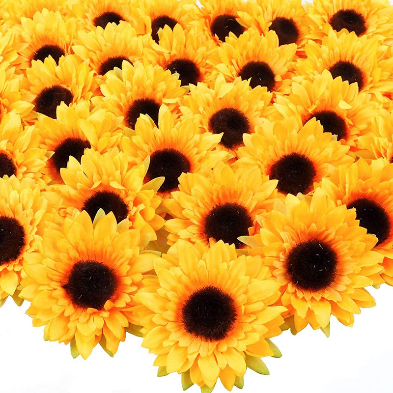 Tyh-001 50PCS Fake Sunflowers, Artificial Sunflower Heads, Faux Silk Sunflower Decoration For Craft Home Party Wedding Decor