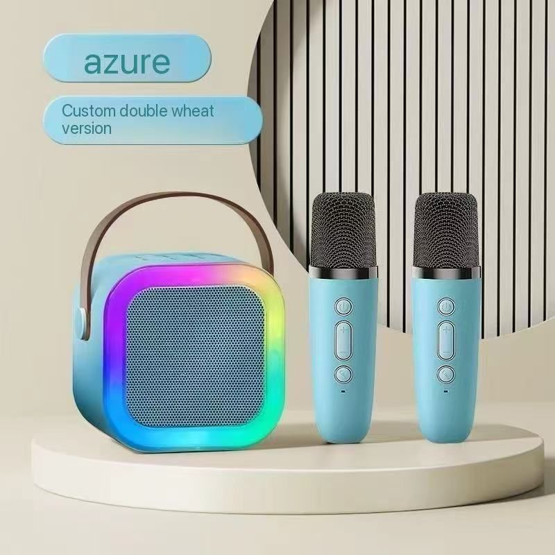 Intelligent KTV Bluetooth Speaker: Double Microphone Color Lights Create KTV Atmosphere, Portable Entertainment New Experience