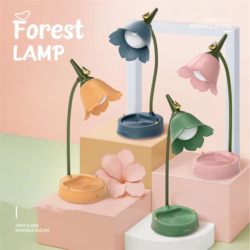 362 Flower LED Desk Lamp Student Bedroom Room Lighting Touch Reading Lamp Eye Protection Multi-function Lamp Table Light