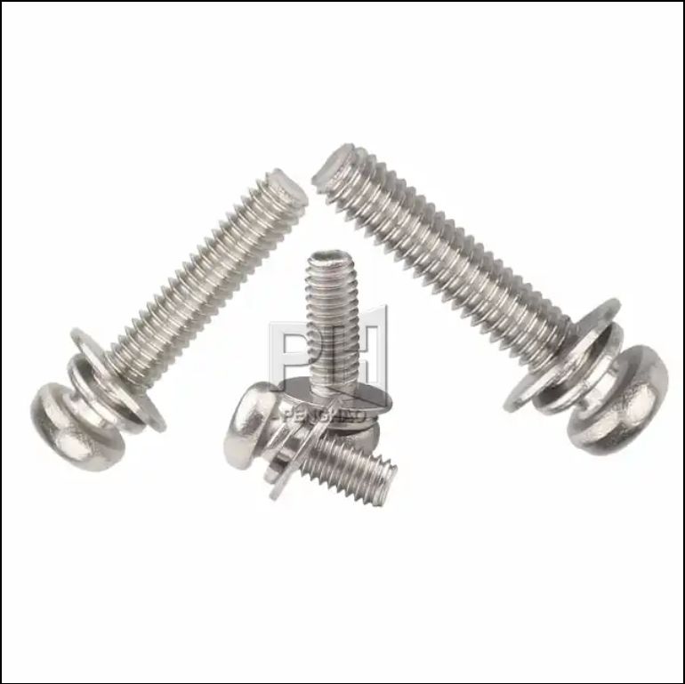 Nickel-plated pan head cross with pad round head three combination screws spring pad m2 screws M3 M4 M5 M6 40 10 10