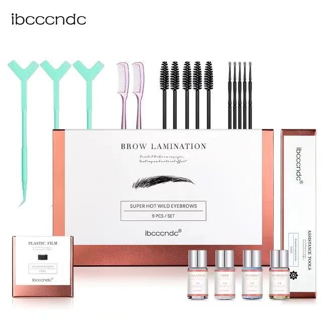 Pro Brow Lift Perming Eyebrow Lifting Brow Lamination Kit with Cling Film Nutrition Keratin Perming Lotion for Home Use 9PCS/Set