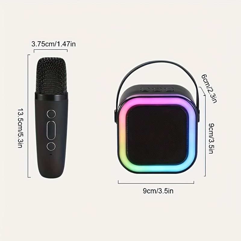 Versatile" K12 Wireless Wireless Karaoke System With Built-In Mic - Usb-C Charging, Stereo Sound, Button Control - Perfect For Smartphones & Tablets