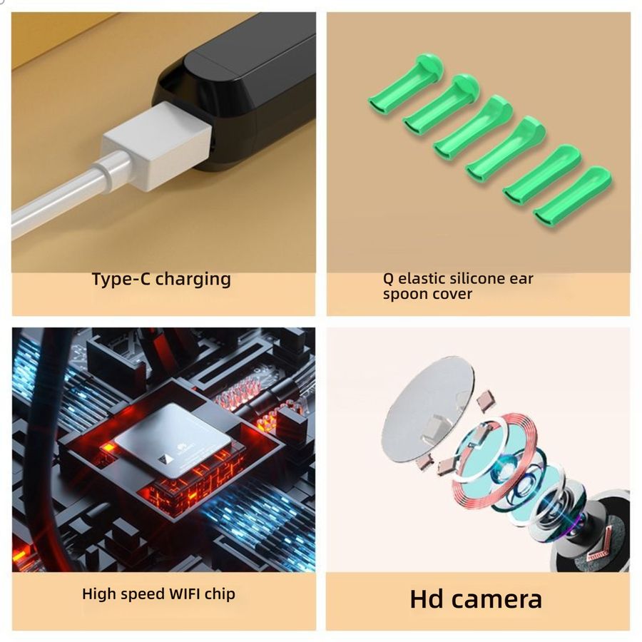  Wireless Smart Visual Ear Cleaner with HD Camera, LED Light, Connects to Phone for Adults & Kids - Safe & Easy Ear Wax Removal Tool 
