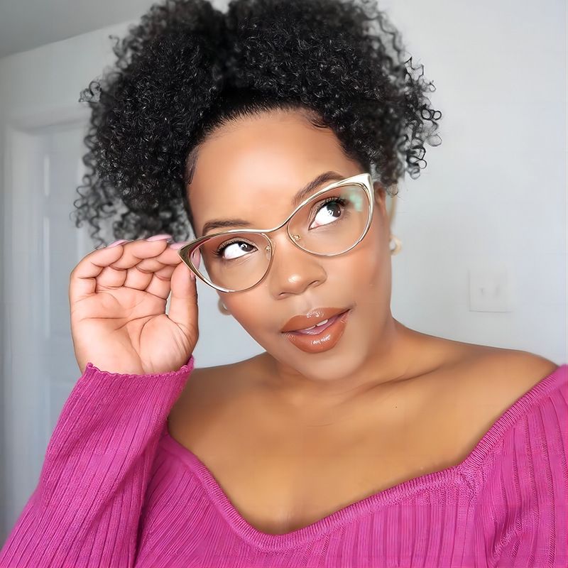 8303 Sexy Cat Eye Gold Metal Half Frame Glasses for Women Optical Computer Glasses Female Spectacles Fashion Eye-wear Eyeglasses