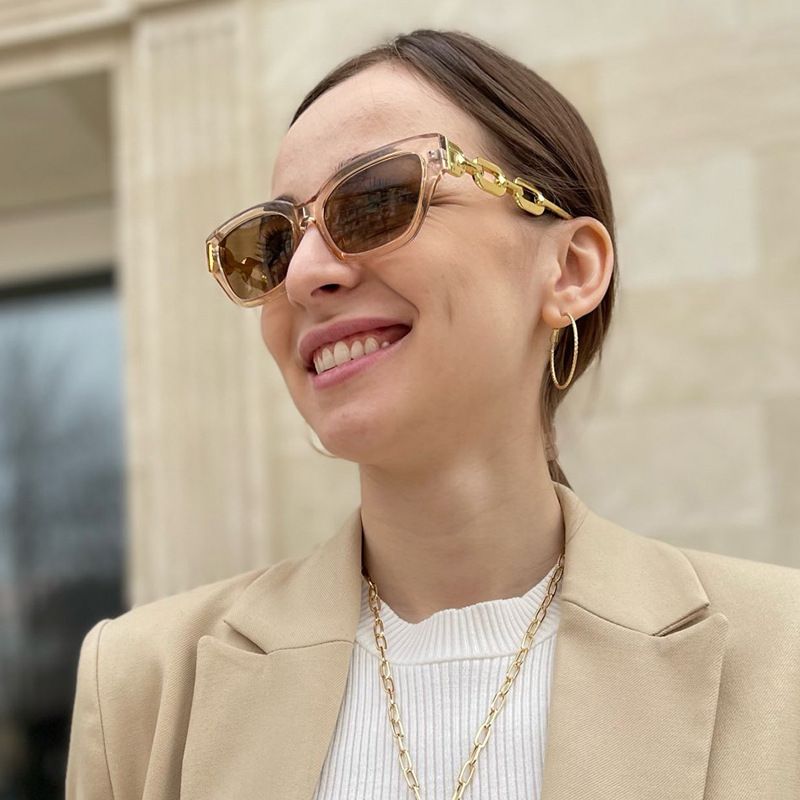 1273 Women's New Fashion Chain Cat-Eye Sunglasses Sunscreen Sunglasses