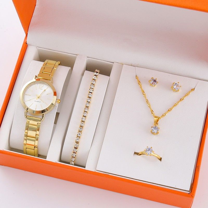 Fashion Fresh Vintage Women Quartz Watch Set, Sparkling Rhinestone Inlaid Dial Wristwatch, Elegant Temperament Luxury Jewelry Watch Kit, Casual Stylish Accessory Gift Set for Daily Dating Party Festival
