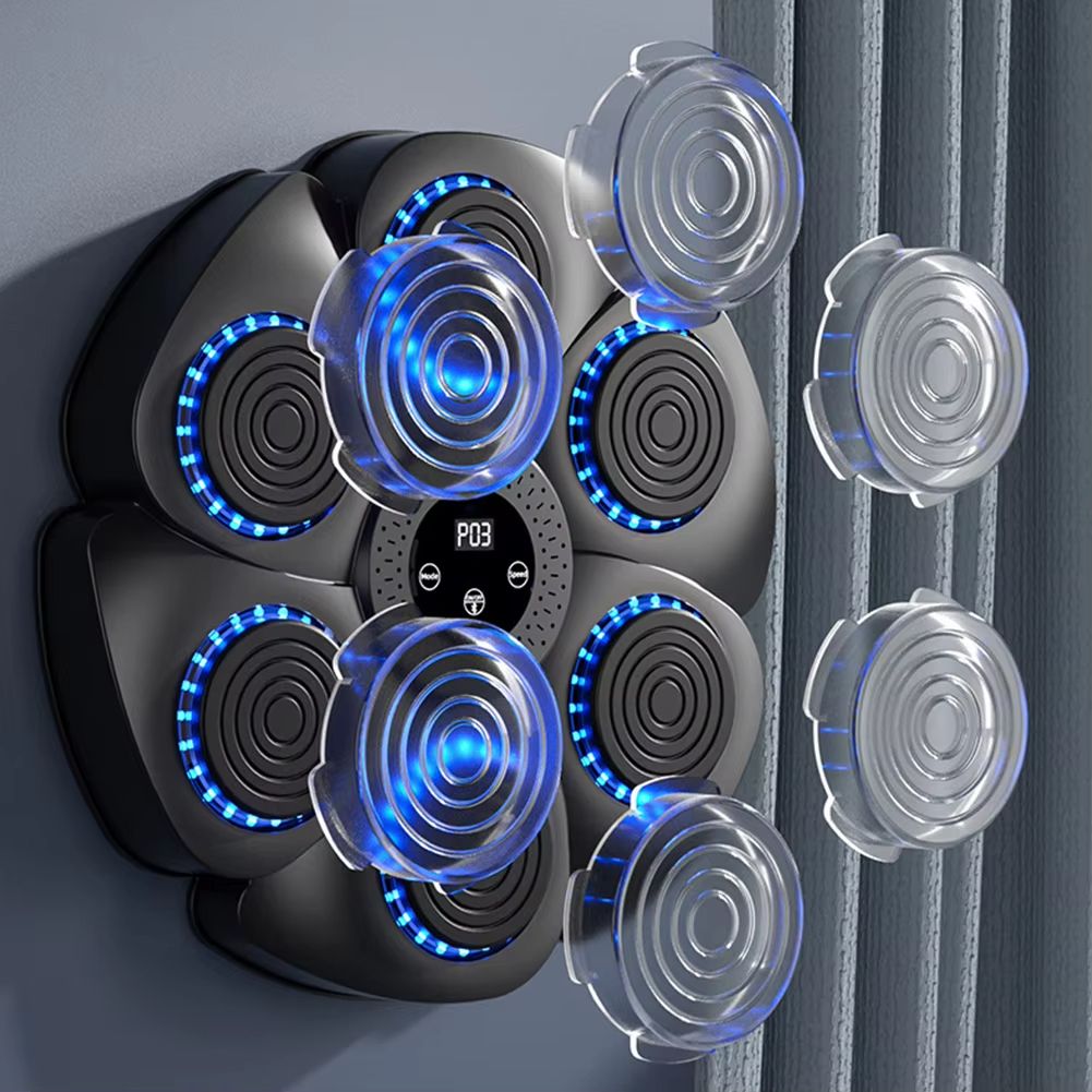 Music Boxing Machine Puncher Wall Mounted Boxing Fitness Training Punching Exercise Equipment RGB Light Indoor Sports Equipment with Gloves for Home Workout
