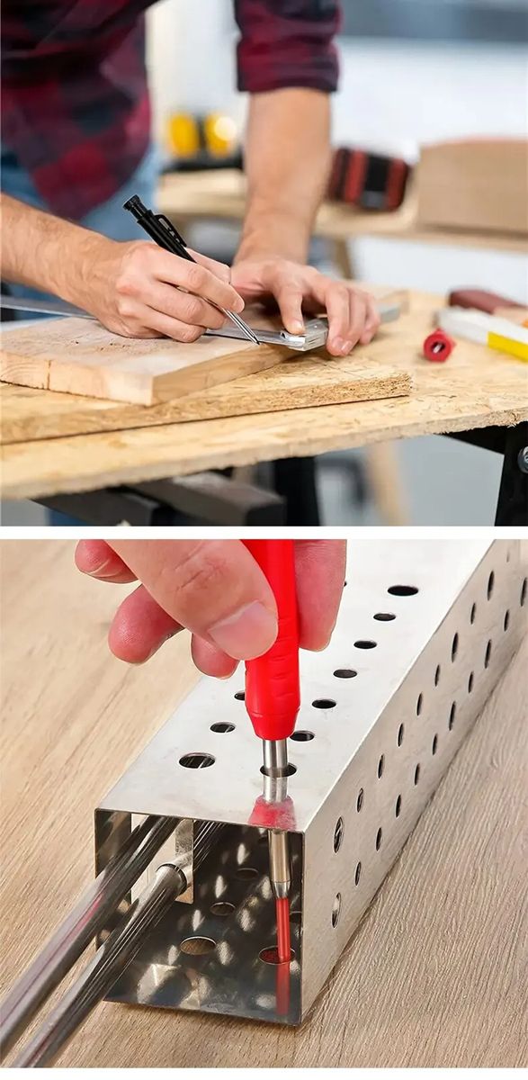 Carpenter Pencil Metal Long Head Deep Hole Professional Engineering Quick Drying Marker Graphite Woodworking Black Red Lineation