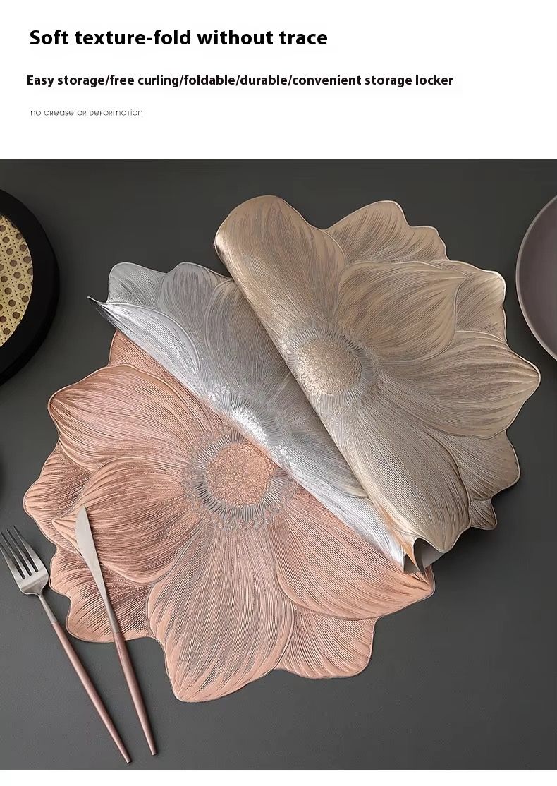 PVC hot stamping placemat flower shape table mat insulation pad washable waterproof and anti-scalding