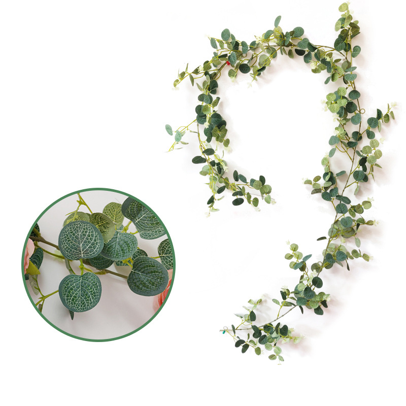 1.9M Artificial Eucalyptus Garland Faux Silk Eucalyptus Leaves Vines Handmade Garland Greenery Wedding Backdrop Arch Wall Decor