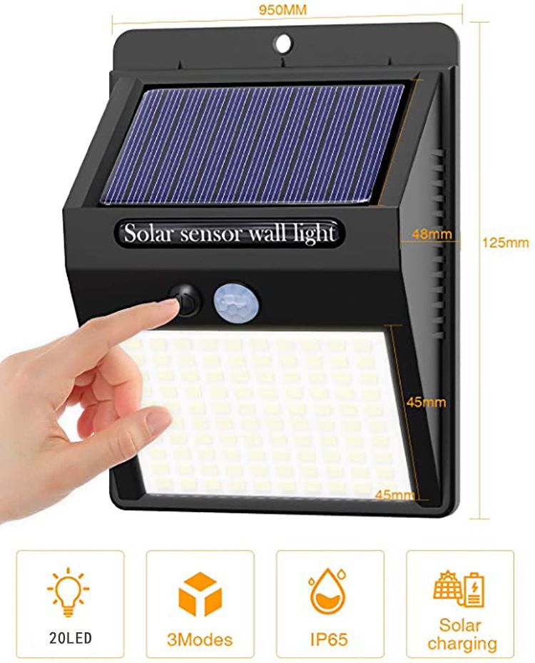 Solar Lights Outdoor,Motion Sensor Lights 3 Modes Solar Security Lights Solar  Waterproof Outdoor Lights for Garden Fence Patio Garage