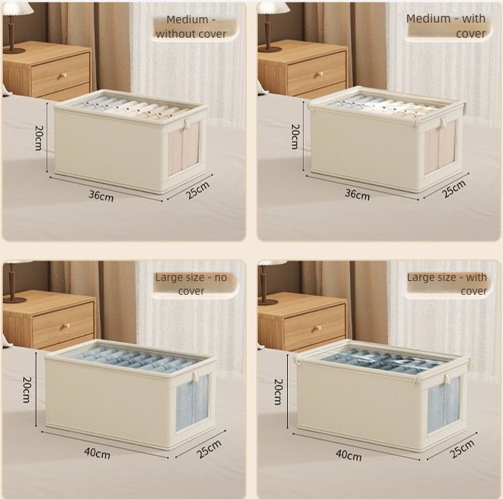 Oxford Cloth Window Visible Clothing with Lid Storage Box Household Clothing Fabric Storage Box Large Organizing Artifact Box Home Storage Organization Baskets Bins Containers Lidded Storage Bins