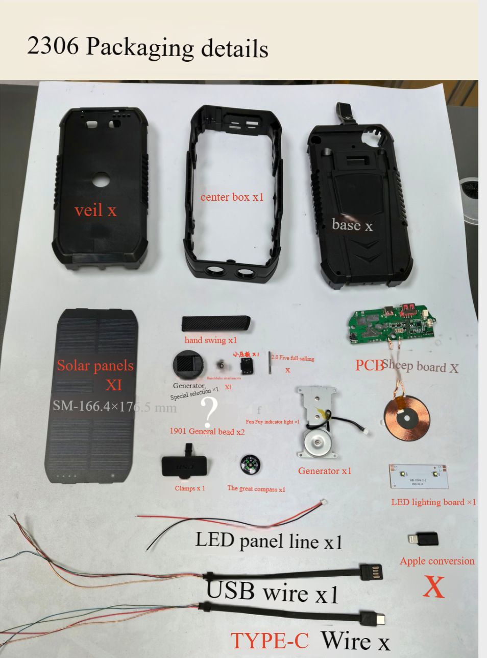 40000 mAh solar powered hand crank charger with built-in cable wireless charging PD 22.5W fast charging mobile power bank
