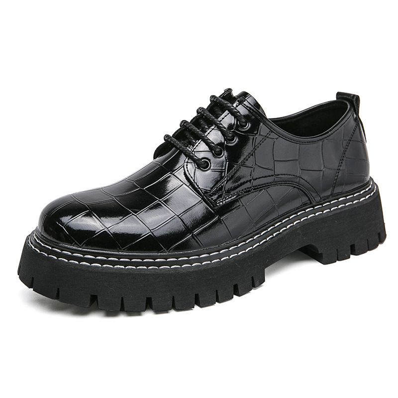 New men's thick-soled height-increasing club fashion shoes for Spring and Autumn 2025 cross-border large-sized menblack