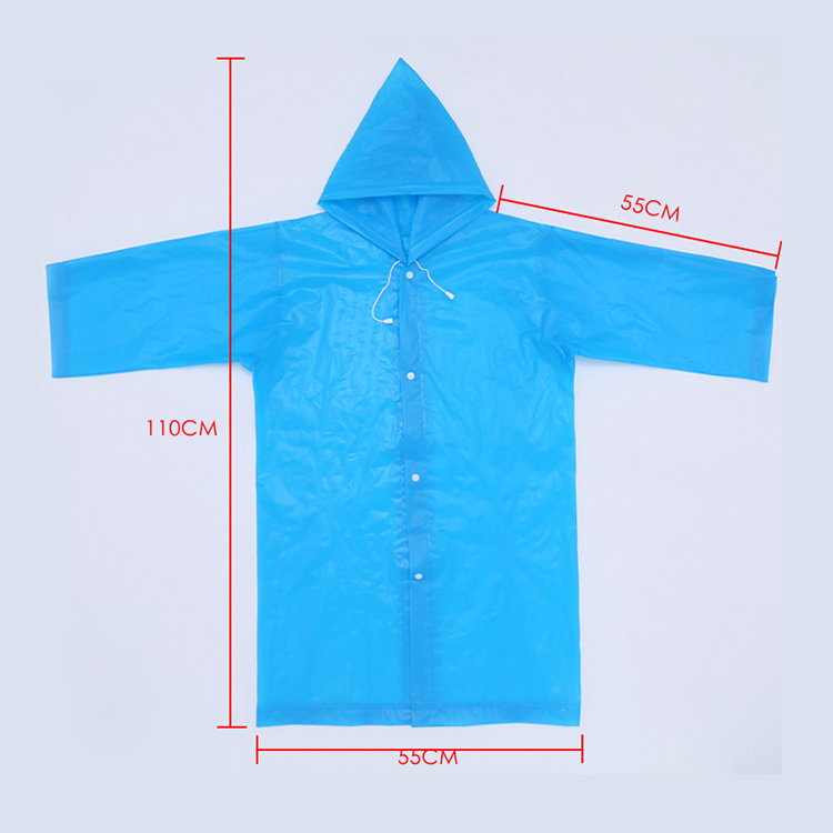 EVA Reusable Raincoat Rain Ponchos with Hood and Elastic Cuff Sleeves for Kids, Size 113 cm x 55 cm