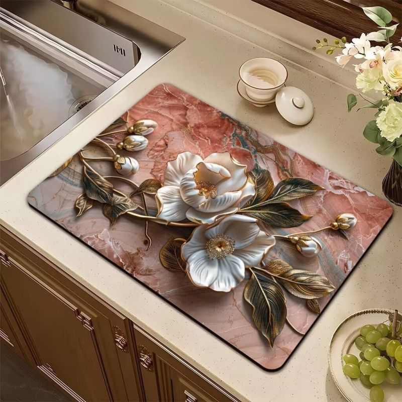 French kitchen diatomaceous earth drain mat, tableware, heat insulation, anti scalding, dining table mat, countertop, coffee machine absorbent mat，3D visual stereoscopic pad
diatom mud