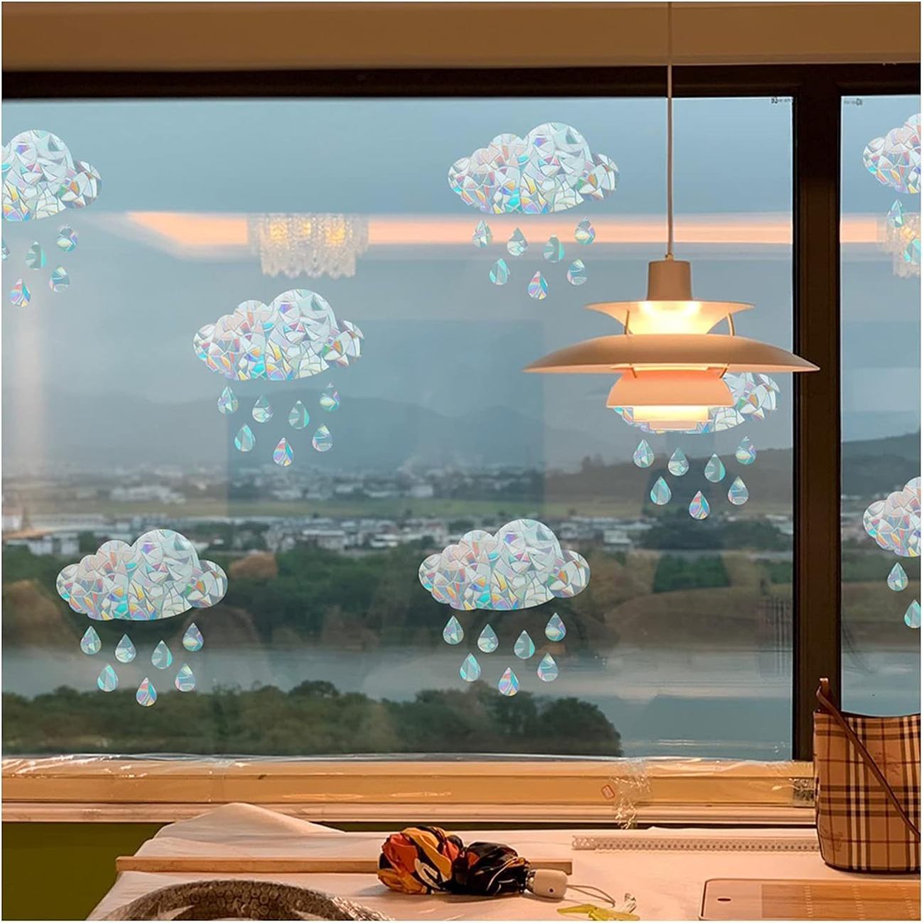 Rainbow prism static glass stickers sun catcher window stickers decorate room living room film