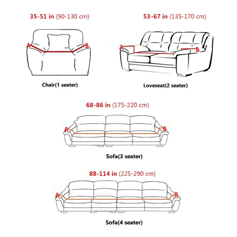 Stretch Sofa Cover 3 Seater - Elastic Polyester Spandex Printed Couch Covers - Universal Fitted Sofa Slipcover Couch Furniture Protector