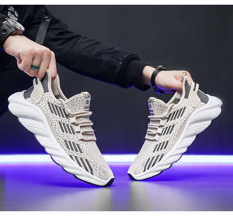 2024 autumn new breathable men's sneakers mesh men's shoes casual shoes men's fashion flying woven running shoes AD128
