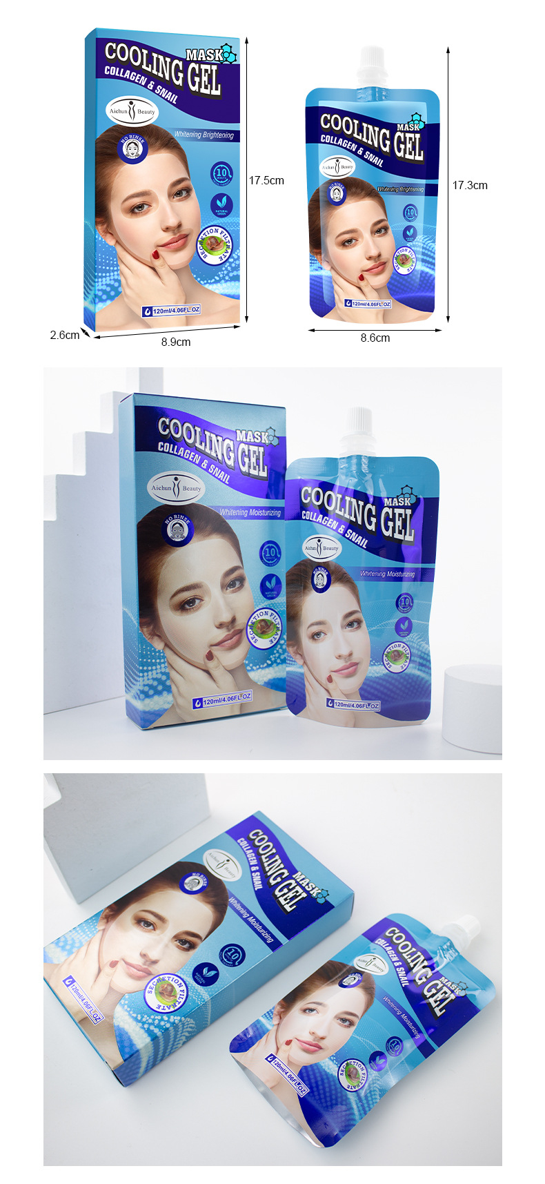 Collage & snail sleep mask cooling gel mask moisturizing brightening for all skin types