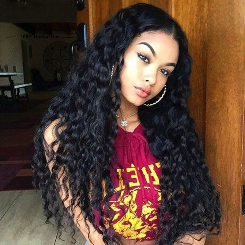 184 27 Inch Deep Wave Closure Wigs Human Hair Wigs for Black Women Lace Closure Lace Front Wigs Long Curly Brazilian Virgin Pre Plucked 