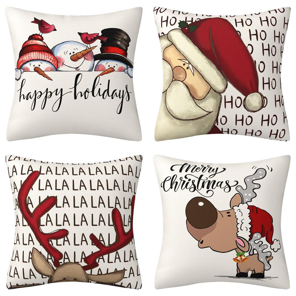 MNBY-86 Christmas Decorations Pillow Covers 45x45cm, Gnome Santa Deer Snowman Rustic Winter Holiday Throw Pillows Farmhouse Christmas Decor for Home, Xmas Cushion Cases for Couch
