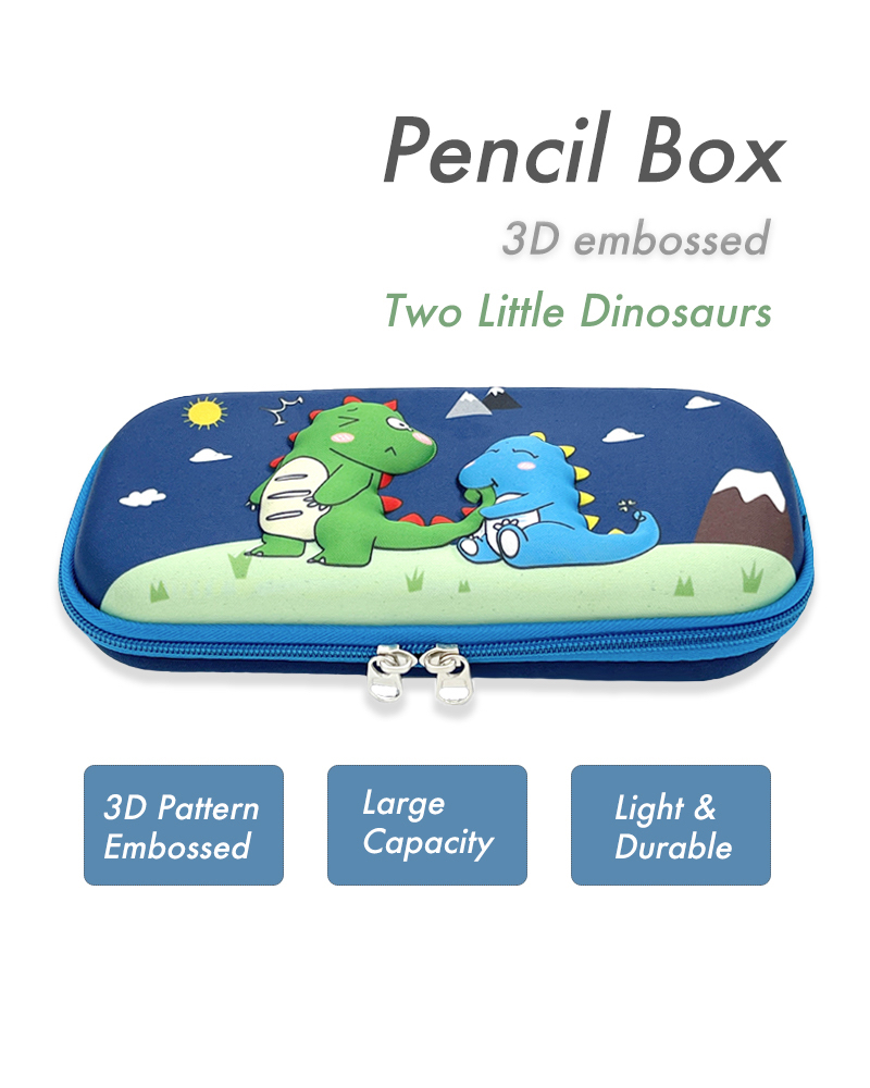 3D Embossed Pencil Box for Kids, Teens, Pencil Case for Boys, Girls, Students, Dinosaur Design, Anti-Shock, Multi Compartments, Large Capacity, School Supply, Stationery