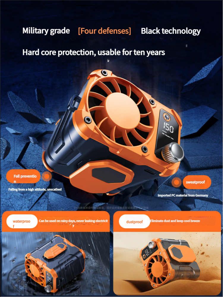 Hanging waist fan, portable clip, waist cooling device, high temperature outdoor construction site charging, powerful Xiaogongtian hanging neck, summer season kitchen refrigeration, air conditioning, clothing wearing, ultra long battery life